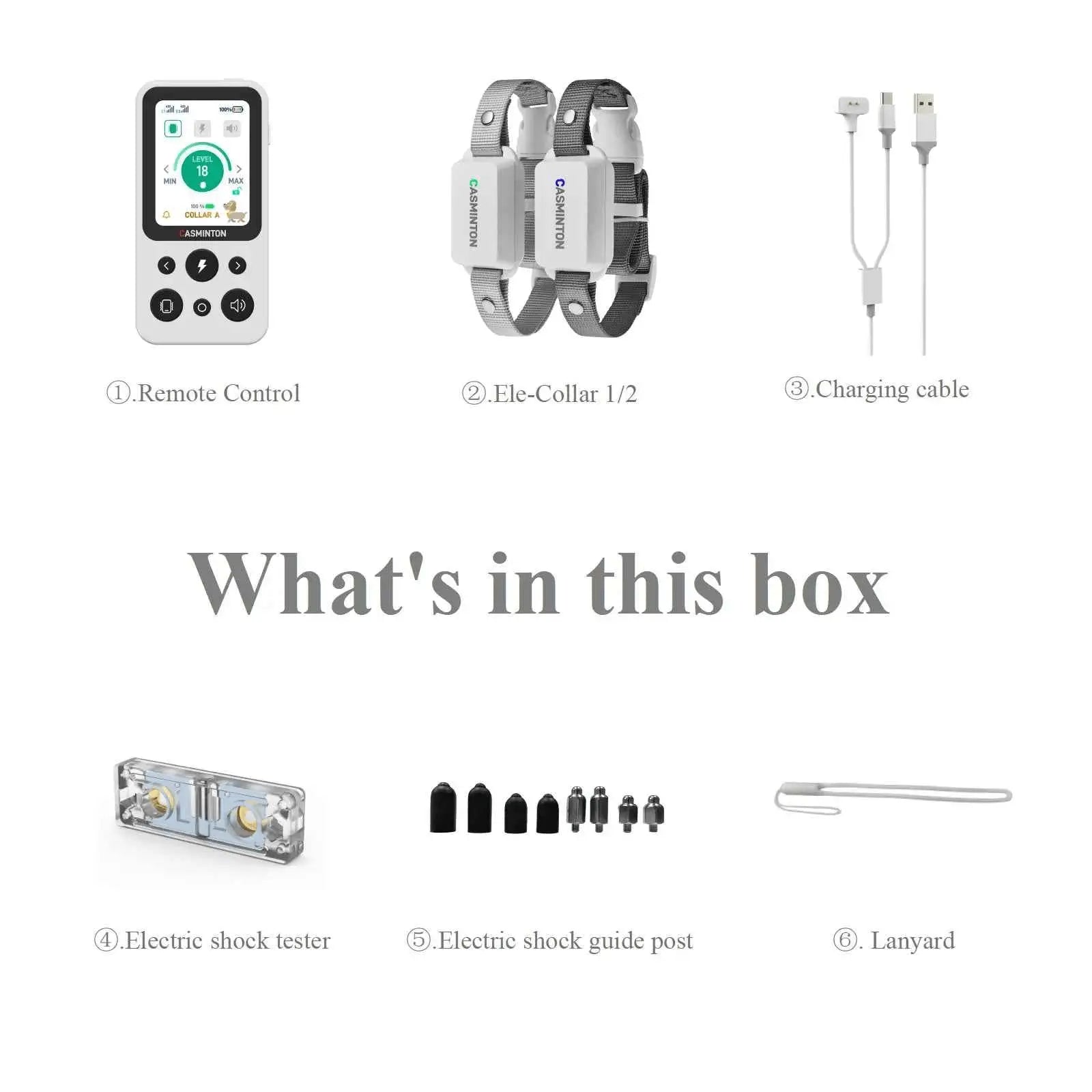 CRS01Pro White Accessories included in the 2 dog training collar box