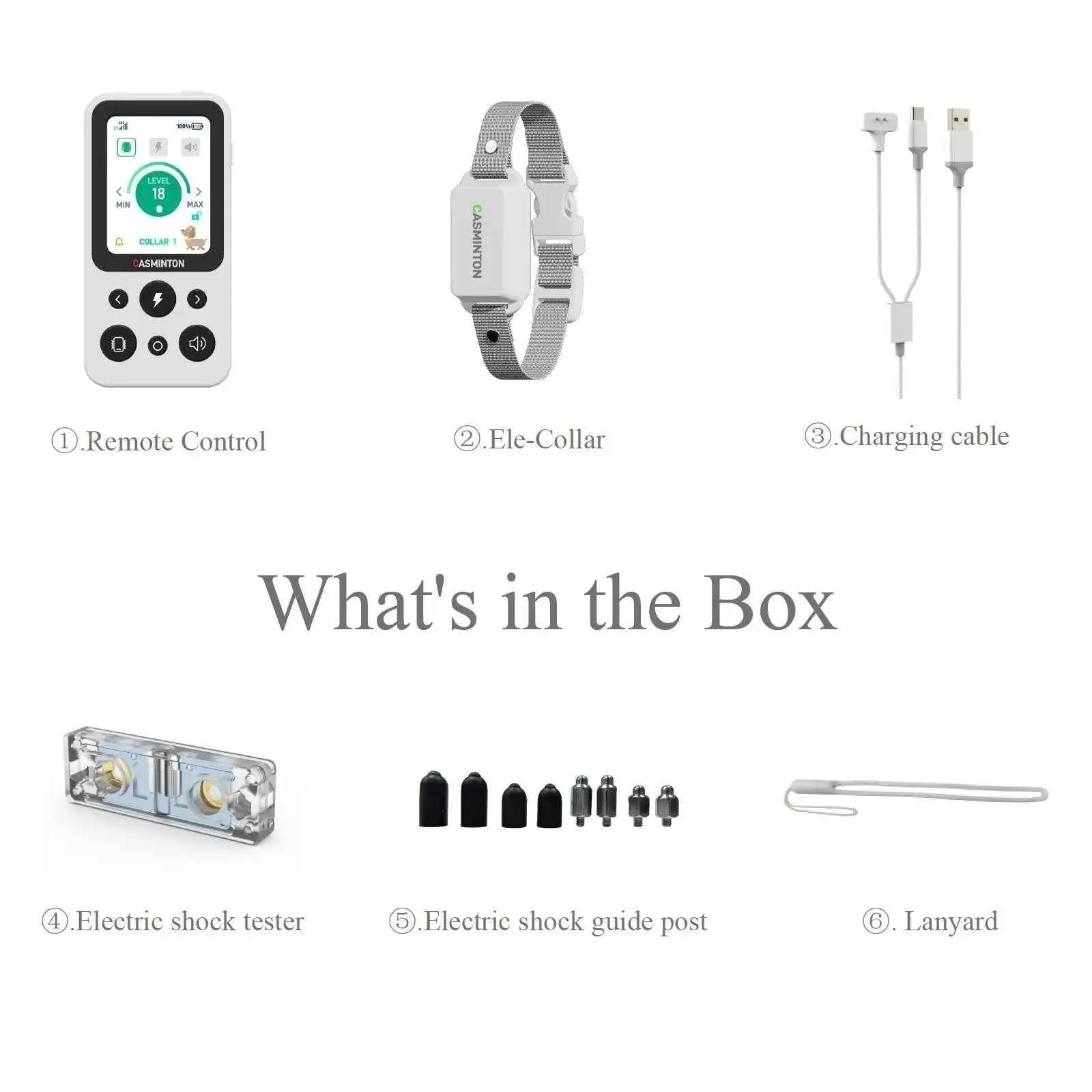 CRS01 White Accessories included in the dog training collar box