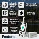 Safe and effective Arctic White 2-dog shock collar system with button lock to prevent accidental touches