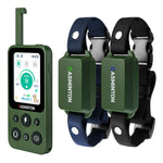 Hunter Green dual dog training collar system showing two receivers and one remote controller