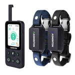 Tactical Navy blue 2-dog remote training collar set with adjustable straps and LCD display